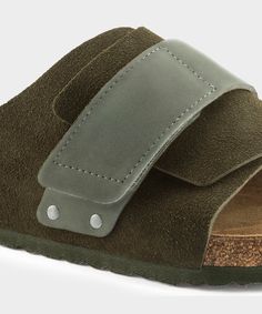 The casual BIRKENSTOCK Kyoto stands out with its envelope design and individually adjustable hook and loop closure. Giving this casually stylish sandal a slipper like fit and feel. The upper is made from incredibly soft suede for added comfort. Anatomically shaped cork-latex footbed Upper: suede Footbed lining: suede Sole: EVA Details: individually adjustable fastener “Made in Germany” Birkenstock Kyoto, Envelope Design, Stylish Sandals, Nubuck Leather, Hook And Loop, Soft Suede, Compact Design, Natural Leather, Sandal Espadrille