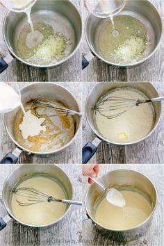 the steps to make an egg mixture are shown