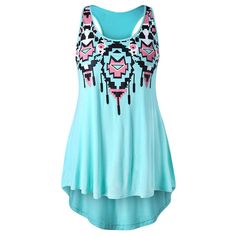 Plus Size Racerback Tribal Print Women Tank Top - Blue Lagoon - 3J73252713 - Women's Clothing, Plus Size Women's Clothing  #PlusSizeWomensClothing #Women's #Clothing # #Plus #Size #Women's #Clothing Cheap Tank Tops, Elegante Casual, Plus Size Coats, Tunic Tank Tops, Vestidos Vintage, Plus Size Tank Tops, Print Tank Top, Trendy Plus Size Clothing, Summer Tank Tops