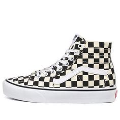 Vans SK8-HI Tapered 'Checkerboard - Black' VN0A4U165GU (SNKR/Skate/Light/Unisex/High Top) Hi Top Vans, Vans High Tops, Checkerboard Vans, Sk8 Hi Vans, Platform Vans, Shoes For School, Vans High, Vans Checkered, Checkered Vans