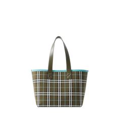 Burberry "London" tote bag in check cotton canvas and leather  Flat shoulder strap, 10.2" drop Open top  Interior, leashed zip pouch bag  Lining: Cotton Approx. 10.4"H x 20.2"W x 7.3"D Made in Italy Coated Canvas Tote Bucket Bag, Coated Canvas Bucket Bag Tote For Errands, Coated Canvas Bag With Removable Pouch For Errands, Coated Canvas Satchel Bag For Errands, Designer Shoulder Bag With Canvas Lining, Designer Shoulder Bag With Canvas Lining For Everyday Use, Classic Green Coated Canvas Bag, Classic Green Coated Canvas Shoulder Bag, Green Coated Canvas Tote Shoulder Bag