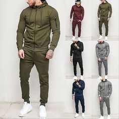 Season:Winter,Fall; Fabric:Cotton Blend; Sleeve Length:Long Sleeve; Look After Me:Wet and Dry,Washable; Gender:Men's; Elasticity:Micro-elastic; Occasion:Athleisure,Athletic; Fit Type:Regular Fit; Pattern:Solid Colored; Design:Drawstring,2 Piece,Zipper Pocket; Neckline:Hoodie; Sports Clothing Sub Category:Tracksuit,Sweatsuit; Listing Date:08/18/2023 Mens Track Suit, Mens Tracksuit Set, Full Tracksuit, Men Tracksuit, Black Army, Navy Hoodie, Track Suit Men, Jogging Bottoms, Sports Clothing