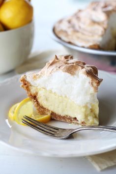 a piece of lemon ice box pie on a plate