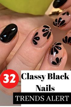 Discover an exclusive assortment of bold black nail art looks featuring a mix of glossy and matte textures, along with celestial-themed designs. Unleash your artistic flair and get inspired by these unique styles that promise to take your nail fashion to the next level. Short Negative Space Nails, Edgy Nail Designs Simple, Black Gel Nail Designs, Black Nails Art Designs, Black Nails Art, Black Nail Art Designs, Classy Black Nails, Black Nail Ideas, Celestial Nails