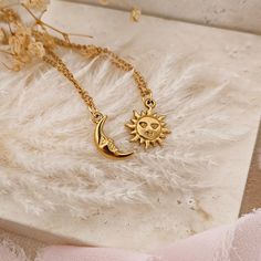 This Sun & Moon necklace set is perfect for sharing with those you love, to celebrate a love but also a deep bond of friendship. Entirely made of 14k gold-plated stainless steel to guarantee quality and durability, they are minimal, essential, discreet, suitable for wearing every day to celebrate an unbreakable bond. Upon request it is possible to engrave your names on the back of the pendants, contact me to find out more! This is the perfect gift to share with your Valentine, lover, best friend, Galentine, and the ideal couple necklaces to share with your Soulmate! DETAILS: - materials: 14k gold plated stainless steel - pendant size: 18mm SHIPPING All orders will be shipped out through DHL Express or UPS Express. Please double check the address is correct before checking out. 🌍Shipped in Sun Moon Necklace, Moon Necklaces, Sun And Moon Necklace, Necklace Moon, Sun Face, Face Necklace, Moon Face, Couple Necklaces, Necklace Chain Lengths