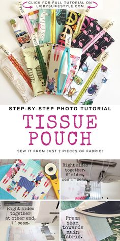 the instructions for how to make tissue pouchs