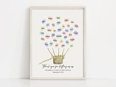 a poster with words written on it in the shape of a hot air balloon that says,