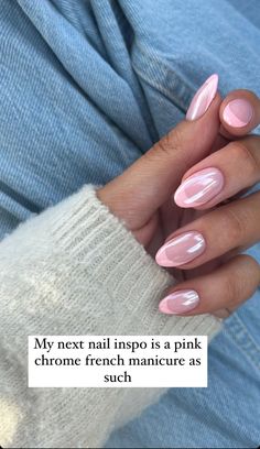 Simple But Classy Nails, Pink Crome French Tip, Soft Pink Chrome Nails, Pink French Chrome Nails, Chrome Pink French Tip Nails, Pink Chrome French Tip Nails, Bad Nails, Pink Chrome Nails, Wow Nails