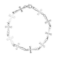 Features: Inspirational, Religious Jewelry, Quick ShipCircumference: 7 1/2 InchJewelry Closure: Lobster ClaspShape: CrossMetal Color: WhiteChain Length: 7 1/2 InchChain Width: 9.1 MillimetersChain Construction: CableCare: Wipe CleanBracelet Type: Link BraceletsMetal: Sterling SilverCountry of Origin: Imported Religious Jewelry, Link Bracelets, Jewellery And Watches, Silver Necklace, Fine Jewelry, Cable, Women Jewelry, Bracelet, Sterling Silver