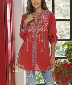 🌸 Beautiful Embroidery Flower Design Blouse | Tribal Hippie Designs | Boho Floral Blouse | Embroidered Blouse For Women | Gift For Her 🎁 🌟 What's Included - 1x Embroidery Flower Design Blouse 👗 Are you looking to liven up your wardrobe? Well, look no further than this beautiful embroidered floral blouse! This blouse is a great casual piece to style around your day! 🛍️ Providing comfort in a blouse is one of our biggest priorities when designing our items. This is why we have made sure to use only the highest quality of cotton materials while creating this blouse to ensure that it is as comfortable and lightweight as possible, while also providing longevity. 🌿 This blouse boasts a unique look featuring intricate hand embroidery and an array of floral designs. 🎨 We feel as though the Flower Design Blouse, Floral Embroidery Blouse, Embroidered Tops, Hippie Designs, Design Blouse, Plus Size Blouse, Tops Long Sleeve, Embroidery Blouse, Boho Stil