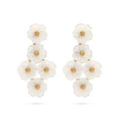 A cascade of elegant mother of pearl flowers, accented with golden berry centers in a chandelier shape, makes a subtle statement for everything from brunch with your squad to a romantic getaway with your beloved. Fresh, playful, and polished, wear this pair to finish any ensemble and be reminded that the world is your oyster! Mermaid Garden, Golden Berry, French Romance, The World Is Your Oyster, World Is Your Oyster, Pearl Flowers, Gold Mermaid, Medium Hoop Earrings, Romantic Getaway