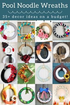 a collage of wreaths with the words pool noodle wreaths