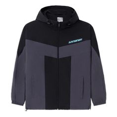 Men's LiNing Sports Living Series Colorblock Zipper Long Sleeves Hooded Jacket Dark Purple Gray AFDS033-4 (Men's/Zipper) Black Casual Track Jacket With Contrast Color, Casual Black Track Jacket With Contrast Color, Hooded Gray Windproof Windbreaker, Gray Hooded Windproof Windbreaker, Black Hooded Jacket For Outdoor Activities, Double-lined Hood, Gray Sporty Windbreaker For Winter, Black Double-lined Hooded Jacket For Outdoor Activities, Gray Hoodie With Detachable Hood For Streetwear, Gray Hooded Techwear Windbreaker