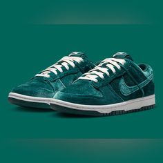 Welcome To Hypestockpile’s Poshmark Closet! All Our Products Are 100% Authentic Guaranteed. Item Details: Brand: Nike Item Name: Wmns Nike Dunk Low Velvet Teal Color: Dk Atomic Teal/Dk Atomic Teal Style Code: Dz5224 300 Year Of Release: 2022 Condition: Brand New With Original Box (Unworn/Deadstock) And Tags If Applicable. The Cardboard Shoebox May Have Damage From Storage And Shipment. The Shoes Are New And Unaffected. Size: Please Use The Size Selection To Check For All Sizes Available! Sizing Dunks Outfit, Pretty Shoes Sneakers, Jordan Shoes Retro, All Nike Shoes, Velvet Shoes, Cute Nike Shoes, Hype Shoes, Cute Nikes, Swag Shoes