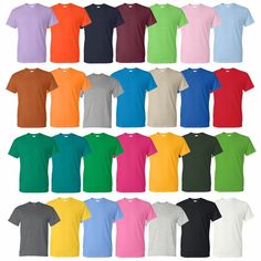 "Blank Tee - You can customize 5.5 oz.(US) 9.2 oz.(CA), 50/50 preshrunk cotton/polyester Heather Sport colors: 65/35 polyester/cotton Classic fit DryBlend technology: delivers moisture-wicking properties Seamless double needle 7/8\" collar Taped neck and shoulders Double needle sleeve and bottom hems Quarter-turned to eliminate center crease Safety Green: Compliant with ANSI / ISEA 107" Mens Thermals, Blank T Shirts, Plain Tshirt, Business Card Mock Up, 50 50, Short Sleeve Tee, Cotton Tshirt, Tee Shirts, Mens Shirts