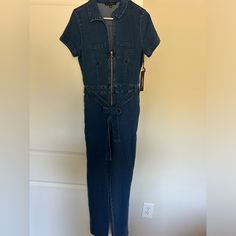 New Jumpsuit. Never Worn. Size Medium! Fitted High Rise Jumpsuits For Workwear, Fitted High-rise Jumpsuits For Workwear, Blue Jean Jumpsuit, Jean Jumpsuit, M Pants, Jeans Jumpsuit, Blue Jean, Blue Jeans, Pant Jumpsuit