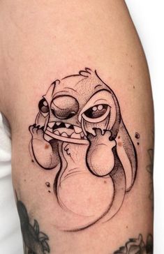 Angry Stitch, Tree Tattoo Ankle, Disney Stitch Tattoo, Sketch Tattoos, Sketchy Tattoo, Disney Sleeve, Evil Tattoo