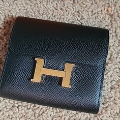 Authentic Black And Gold Hardware Herms Constance Compact Wallet Hermes Constance, Hermes Bags, Gold Hardware, Bag Lady, Wallet, Gold, Black, Color