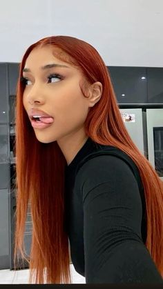 Hair Colors For Light Skin Black Women, Fall Orange Hair, Orange Hair Black Women, Dark Ginger Hair, Cinnamon Hair, Frontal Wig Hairstyles, Ginger Hair Color, Dyed Hair Inspiration, Sleek Hairstyles