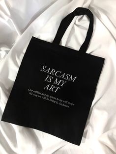 Eco Bag Aesthetic, Black Tote Bag Design Ideas, Black Tote Bag Design, Eco Bag Design, Hand Painted Bags Handbags, Sublimacion Ideas, Canvas Bag Design, Idee Cricut, Quote Tote Bag