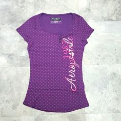 Brand: Aeropostale Size: L Color: Purple And Pink Material: 100% Cotton T-Shirt Short Sleeve,With Logo. New Without Tags Category: Women Origin: Cambodia #10195-4 Hot Pink Shirt, 2000s Clothes, Fashion Fantasy, Logo New, Purple Shirt, Short Sleeve Cropped Top, 2000s Fashion, T Shirt And Shorts, Pink Shirt