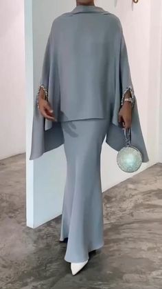 Summer Gray Long Sleeve Sets, Elegant Gray Long Sleeve Sets, Solid Long Sleeve Sets For Party, Solid Two-piece Party Set, Solid Two-piece Party Dresses, Spring Party Sets With Asymmetrical Hem, Fitted Sets With Asymmetrical Hem For Party, Elegant Sets With Asymmetrical Hem For Party, Elegant Party Sets With Asymmetrical Hem