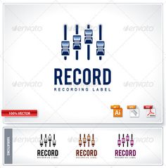 a recording label with the words record on it and an image of two microphones