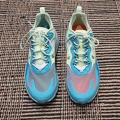 Nike Air Max 270 React 'Psychedelic Art' Sneakers. Bright Blue, Turquoise Blue, And Jade Green. Size 9.5. Worn Once And In Excellent Condition Inside And Out. Made In Vietnam. Original Box Included. Nike Shoes Women Air Max 270 Blue, Art Sneakers, Nike Air Max 270 React, Air Max 270 React, 270 React, Nike Air Max 270, Nike Green, Air Max 270, Jade Green