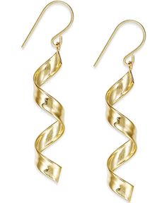 Endlessly chic. These swirled drop earrings shine in polished, 10k gold. Approximate drop: 1-3/4 inch. Elegant Spiral Jewelry For Gifts, Macy's Yellow Gold Drop Earrings, Macy's 14k Gold Dangle Jewelry, Gold Spiral Jewelry With Polished Finish, Macy's Gold Drop Earrings, Elegant Spiral Gold Plated Earrings, Modern Twist 14k Gold Earrings, Modern Twist 14k Gold Earrings For Formal Occasions, 14k Gold Spiral Jewelry For Anniversary