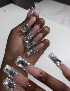 Ongles Bling Bling, Long Acrylic Nail Designs, Colored Acrylic Nails, Cute Acrylic Nail Designs, Dope Nail Designs, Short Square Acrylic Nails, Long Acrylic Nails Coffin