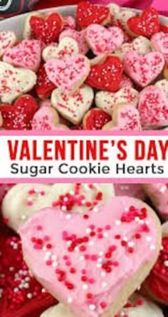 valentine's day sugar cookie hearts with sprinkles