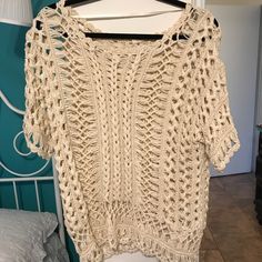 From Anthropologie. Never Worn. Beige/Cream Colored. Great Quality. Size Medium. Anthropologie Top, Cream Color, Crochet Top, Anthropologie, Top Blouse, Blouses, Womens Tops, Size Medium, Cream