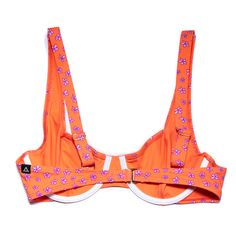 Our ALANI Underwire Bralette is not only flattering, but made with double lined REPREVE® Recycle fabric making this suit feel like second skin! This bralette has thick straps & underwire support. Perfect for anywhere, everyday activities; surf, SUP, beach, skate, pool or fun under the sun. Performance 4-Way Stretch, Durable Water Resistant, quick dry fabric. REPREVE® recycled fabric Underwire Back closure: adjustable ring and slider Shoulder straps: adjustable ring and slider 80% Nylon, 20% Elas Sporty Nylon Swimwear With Removable Bra Pads, Summer Full Coverage Padded Swimwear, Padded Full Coverage Swimwear For Summer, Orange Underwire Swimwear Bra Friendly, Orange Underwire Swimwear With Bra Support, Sports Swimwear With Removable Bra Pads And Underwire, Fitted Orange Swimwear With Adjustable Straps, Underwire Swimwear With Removable Bra Pads For Sports, Sporty Nylon Swimwear With Padded Cups