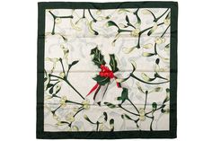 Hermes collectible "Niege d'Antan" silk scarf, 100% hand rolled trim, dark green, white and red color combination. Red Color Combinations, Silk Shawls, Authentic Designer Handbags, Simply Chic, Silk Shawl, Christian Lacroix