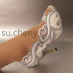 Picture 17 of 17 Lace Open Toe Wedding Shoes For Ceremony, White Lace Wedding Shoes For Evening, Lace Open Toe Wedding Shoes, White Open Toe Wedding Shoes, Open Toe Wedding Shoes, Fountain Wedding, Elegant Wedding Shoes, Shoes Bride, Barbie Shop