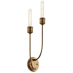 The upward sweep and gentle curves of the arms of this sconce add a whimsical element to an elegant and straightforward design. Bronze Sconces, Vintage Industrial Style, Vintage Edison Bulbs, Kichler Lighting, Bathroom Sconces, Transitional Wall Sconces, Split Level, Wall Candles, Wall Light Fixtures