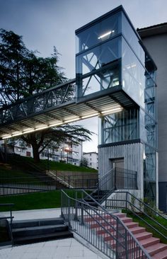 a building with stairs leading up to it