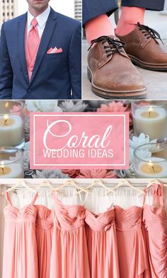 a man in a suit and tie standing next to some pink bridesmaid dresses