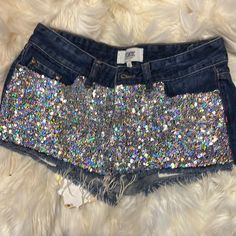 Beautiful Sequin Denim Shorts By Victoria’s Secret. These Are Absolutely Stunning Size 2 Excellent Used Condition No Rips, No Tears No Stains No Odor The Sequins In This Or Silver And Multicolor I Mean, These Are Absolutely Gorgeous Silver Blue, Victoria’s Secret, Victoria Secret Pink, Pink Ladies, Denim Shorts, Sequin, Victoria's Secret, Size 2, Womens Shorts