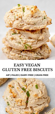 an image of gluten free biscuits stacked on top of each other with text overlay