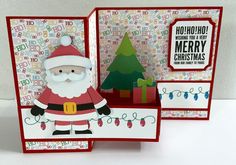 two christmas cards, one with santa clause and the other decorated with holiday decorations on it