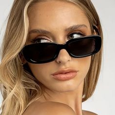 New In Box Black & Dark Colored Shades Retro Sunglasses Women, Unique Eyewear, Glasses Brands, نظارات شمسية, Moda Punk, Black Rectangle, Estilo Punk, Cool Sunglasses, Tinted Sunglasses