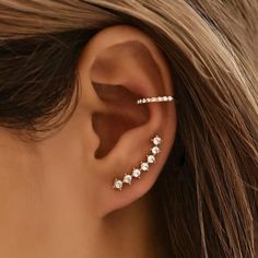 3 Piece Ear Climber And Cuff Set. Make An Offer & Bundle To Save!!! Three Ear Piercings, Rhinestone Ear Cuff, Gold Ear Climbers, Cuff Jewelry, Golden Earrings, Great Gifts For Women, Climber Earrings, Dope Jewelry, Wedding Party Jewelry