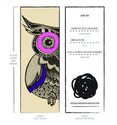 an owl is shown with the words art by aaron dollagan and your name brighton