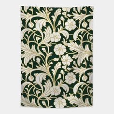 Art Nouveau Floral Ornate Pattern Green Gold and White -- Choose from our vast selection of tapestries to match with your desired size to make the perfect custom tapestry. Pick your favorite: Movies, TV Shows, Art, and so much more! Available in small, medium, large. Perfect for decorations in apartments, bedrooms, and dorm rooms. Art Nouveau Tapestry, Art Nouveau Floral Pattern, Art Nouveau Table, White Tapestry, Ornate Pattern, Art Nouveau Flowers, Art Nouveau Floral, Tapestry Design, White Art