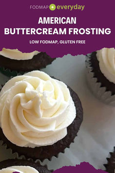 an image of american buttercream frosting on top of chocolate cupcakes