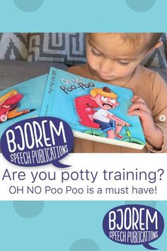 a little boy reading a book with the caption borrem speech publications are you potty training? oh no poo po centre