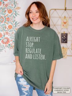 alright stop regulate and listen shirt, counselor shirt, school counselor, gift for counselor, counselor gifts, counselor graduation *Price listed is for 1 item only. * Click on "Learn more about this item" to read the full description *  Baby Bodysuit Material/Sizing + Ring Spun Cotton + True to size + CPSIA compliant tracking label in side seam Infant / Toddler Tee Material/Sizing + Ring Spun Cotton + True to size + CPSIA compliant tracking label in side seam 3/4 Raglan Tee Material/Sizing + I Counselor Shirt, Counselor Gifts, School Counselor, Raglan Tee, Toddler Tees, Baby Bodysuit, Inside Out, Spun Cotton, Loose Fitting