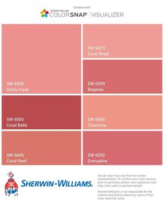 the color swat list for sheryln williams's new paint collection, which is available