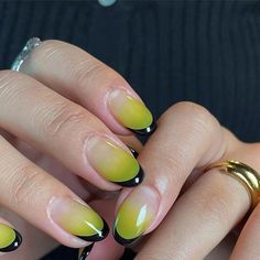 Black And Yellow Nails, Nail Halloween, Black French Tips, London Nails, Black French, Halloween This Year, French Tips, Cat Kuku, Hot Nails